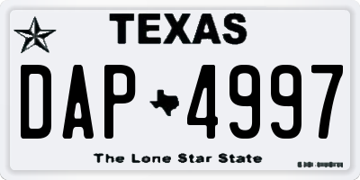 TX license plate DAP4997