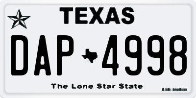 TX license plate DAP4998