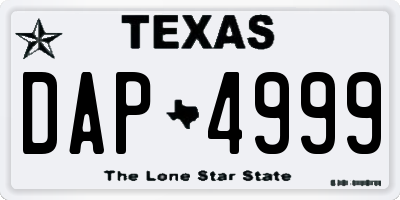 TX license plate DAP4999