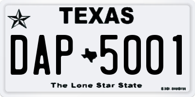 TX license plate DAP5001