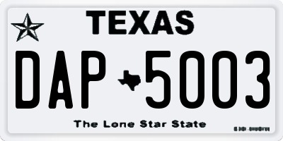 TX license plate DAP5003