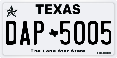 TX license plate DAP5005
