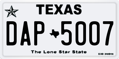 TX license plate DAP5007