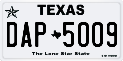 TX license plate DAP5009