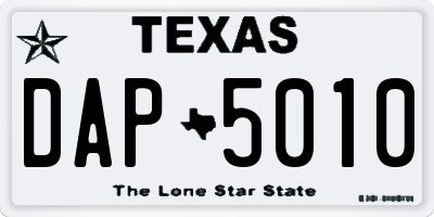 TX license plate DAP5010