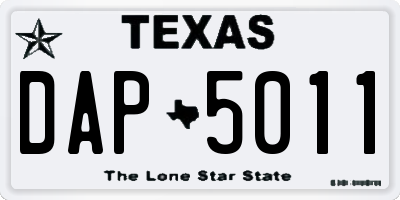 TX license plate DAP5011