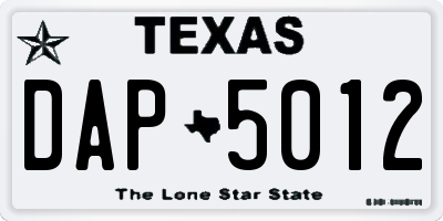 TX license plate DAP5012