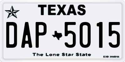 TX license plate DAP5015