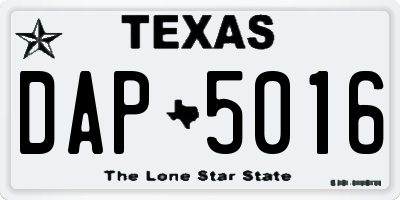 TX license plate DAP5016