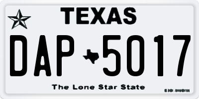 TX license plate DAP5017