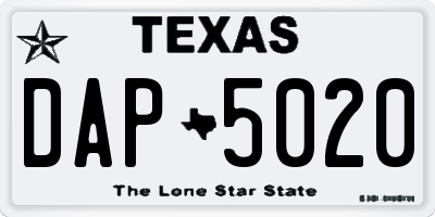 TX license plate DAP5020