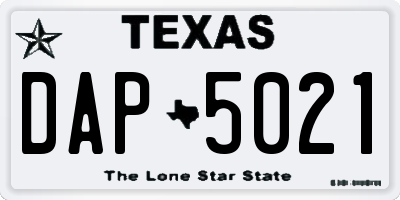 TX license plate DAP5021
