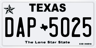 TX license plate DAP5025