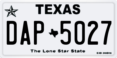 TX license plate DAP5027