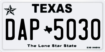 TX license plate DAP5030