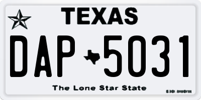 TX license plate DAP5031