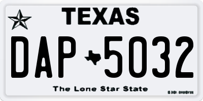 TX license plate DAP5032