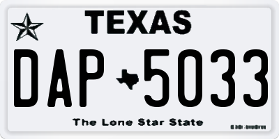TX license plate DAP5033