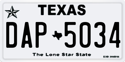 TX license plate DAP5034