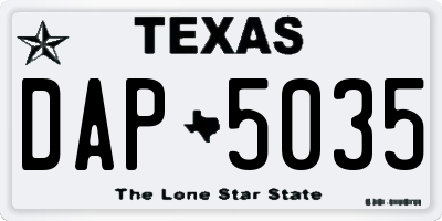 TX license plate DAP5035