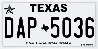TX license plate DAP5036