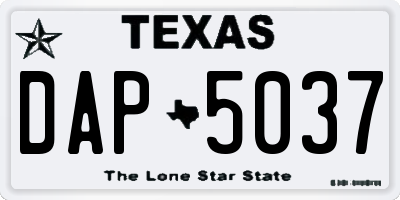 TX license plate DAP5037