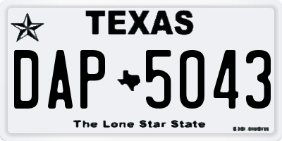 TX license plate DAP5043
