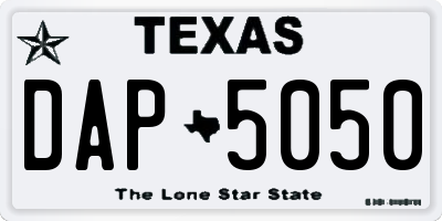 TX license plate DAP5050