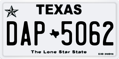 TX license plate DAP5062