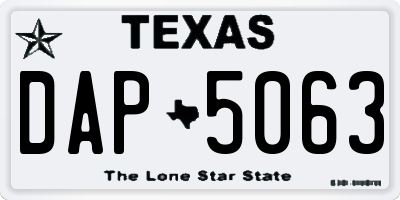 TX license plate DAP5063