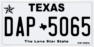 TX license plate DAP5065