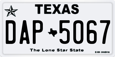 TX license plate DAP5067