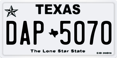 TX license plate DAP5070