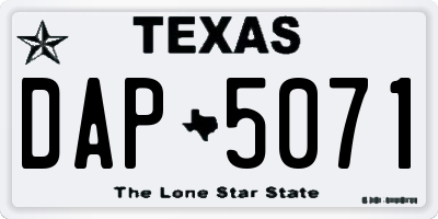 TX license plate DAP5071