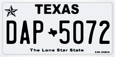 TX license plate DAP5072