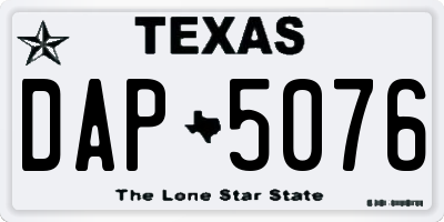 TX license plate DAP5076