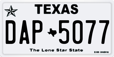 TX license plate DAP5077