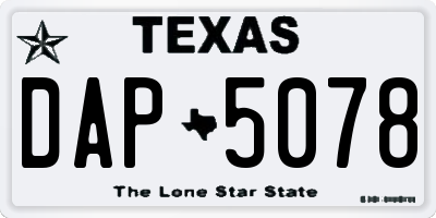 TX license plate DAP5078