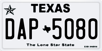 TX license plate DAP5080