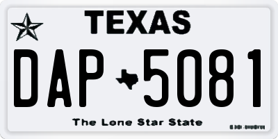TX license plate DAP5081