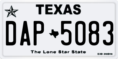 TX license plate DAP5083