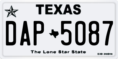 TX license plate DAP5087