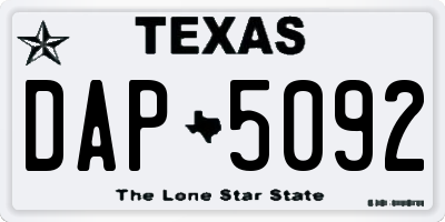 TX license plate DAP5092