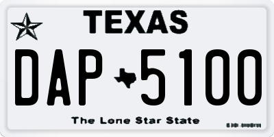TX license plate DAP5100
