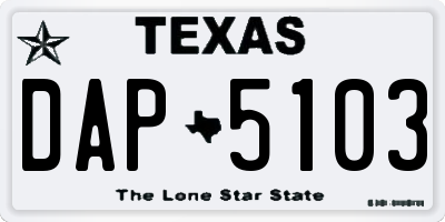TX license plate DAP5103
