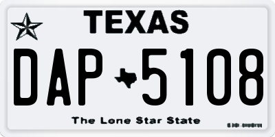 TX license plate DAP5108