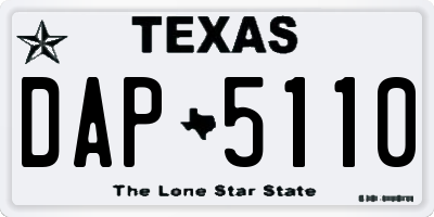 TX license plate DAP5110