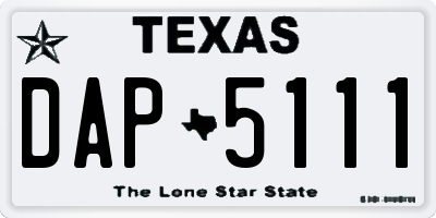 TX license plate DAP5111