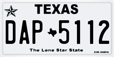 TX license plate DAP5112
