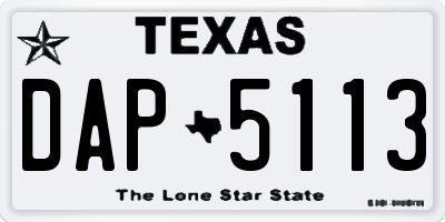 TX license plate DAP5113